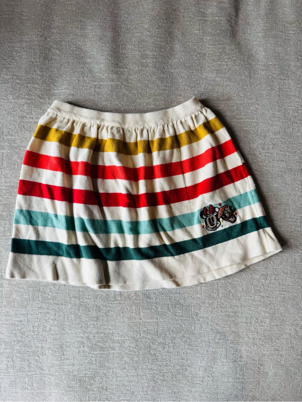 Disney Minnie Mouse Girls Striped Knit Skirt Size 5/6 Colorful Embroidered